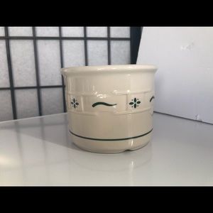 Longaberger Pottery Woven Traditions Heritage Green Small Crock